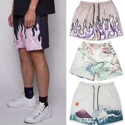 Men's Gym Beach Basketball Print Shorts Mesh Breathable Running Fitness Sports Casual Loose Short Trousers Male Summer Clothing