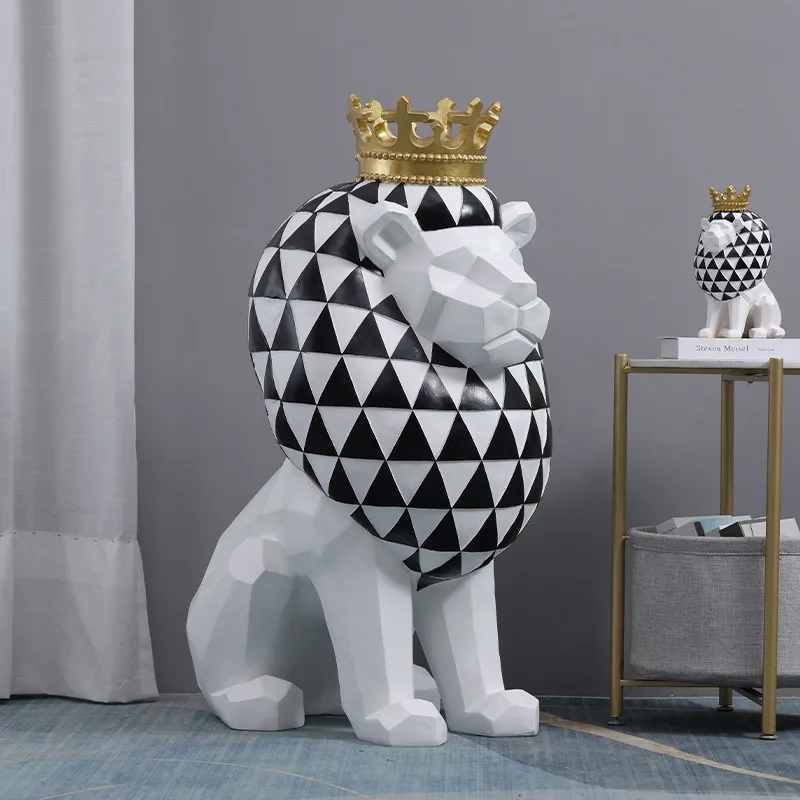 Lion Floor Figurine Light Luxury Premium Large Resin Statue Room Decorations For Home Living Room Entrance Gift Wholesale Shelf