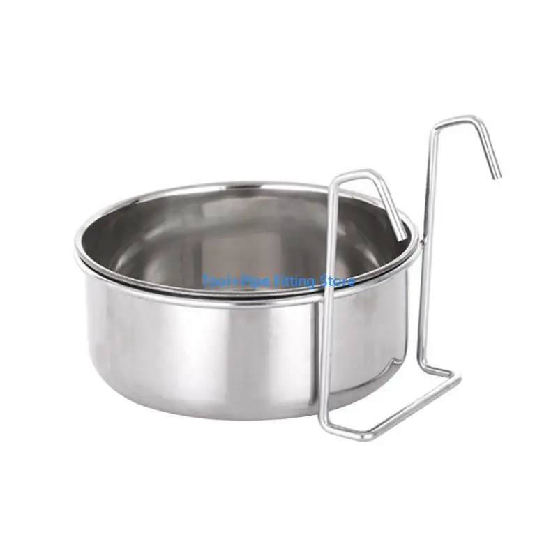 F92B Hanging Pet Bowl Dog Crate Bowls Non Spill Stainless Steel Water Bowls Bunny Feeder with Wire Hanger for Dogs Cats