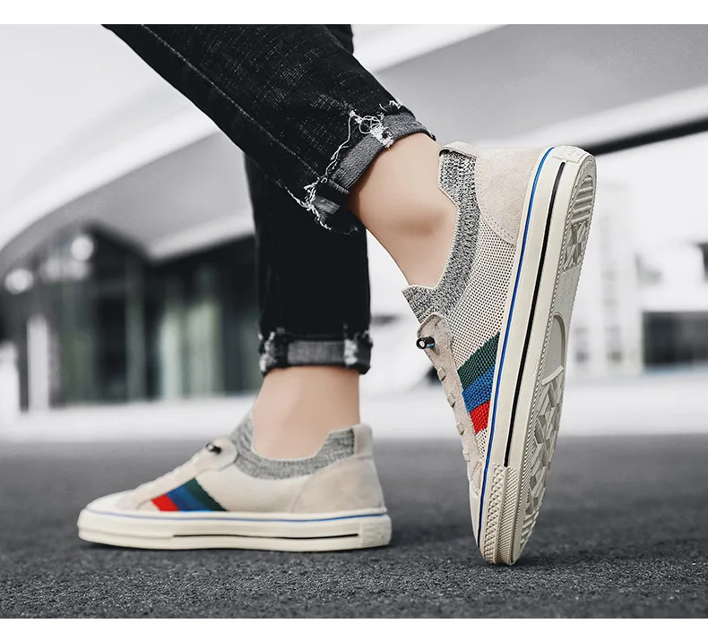 

2026 New Canvas Men's Shoes New Spring Breathable Thin Anti Outdoor Casual Fashion Board Shoes One Step Lazy Shoes
