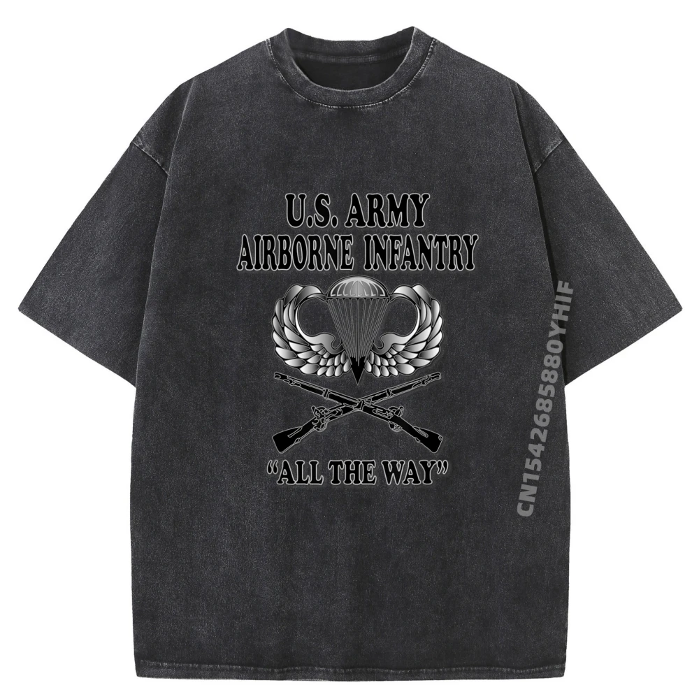 

Normal Us Army Airborne Infantry Graphic T-shirts For Men Gift Idea Newest Comfortable Washed T-shirts Women Printed Tops