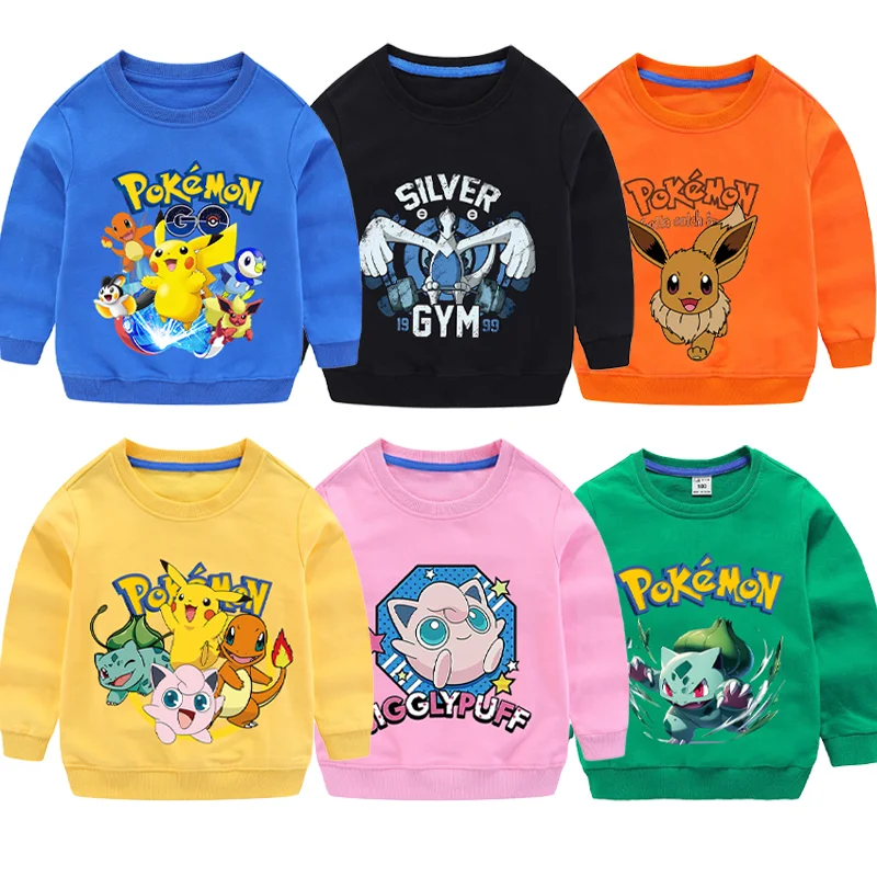بيكاتشو البلوز بوكيمون Rayquaza موضة الشارع الشهير تي شيرت القطن الصبي البلوفرات اتجاهات أنيمي ملابس كاجوال هدية الطفل #1