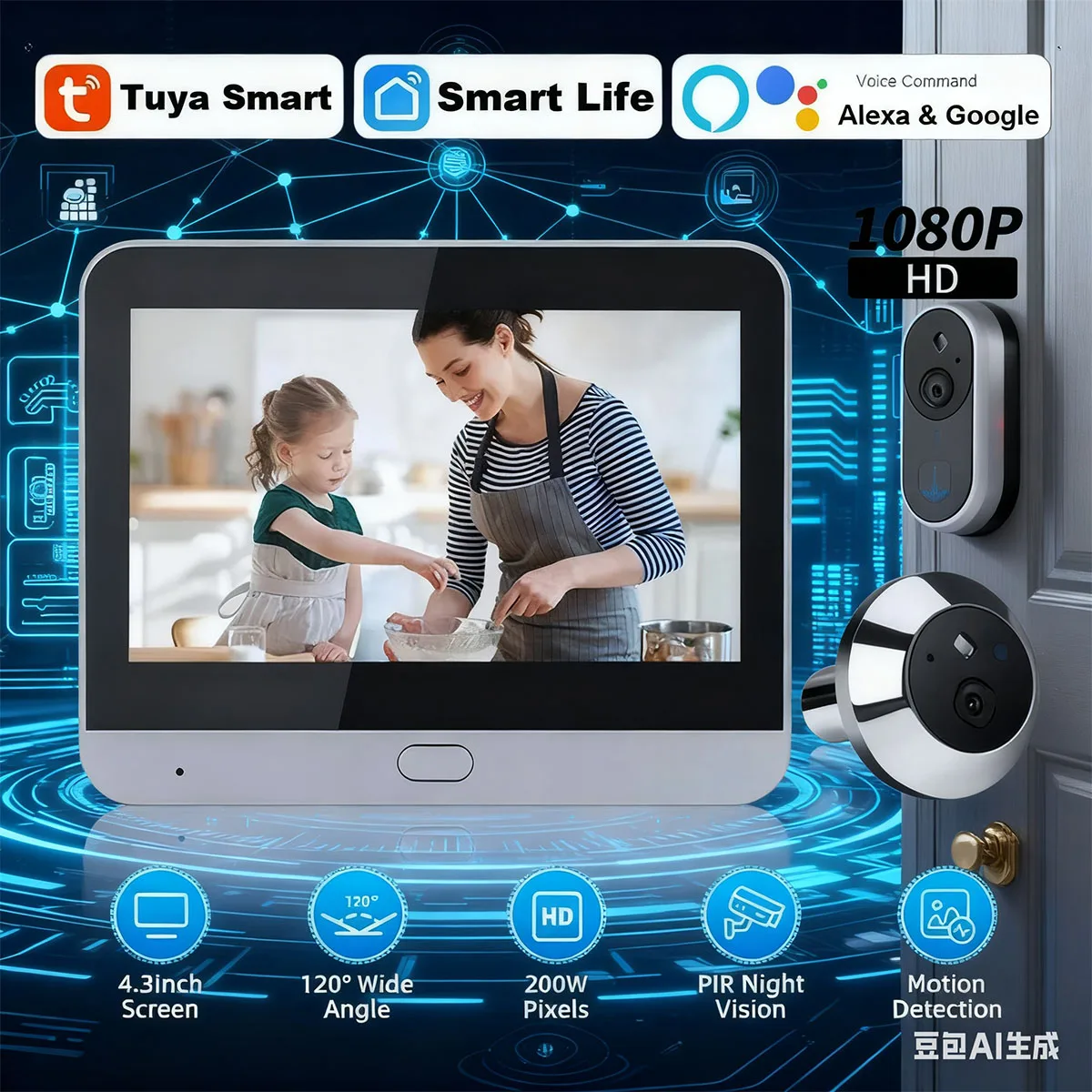 camera-judas-wifi-intelligente-tuya-43-pouces-hd-1080p-vision-nocturne-pour-la-securite-de-la-maison