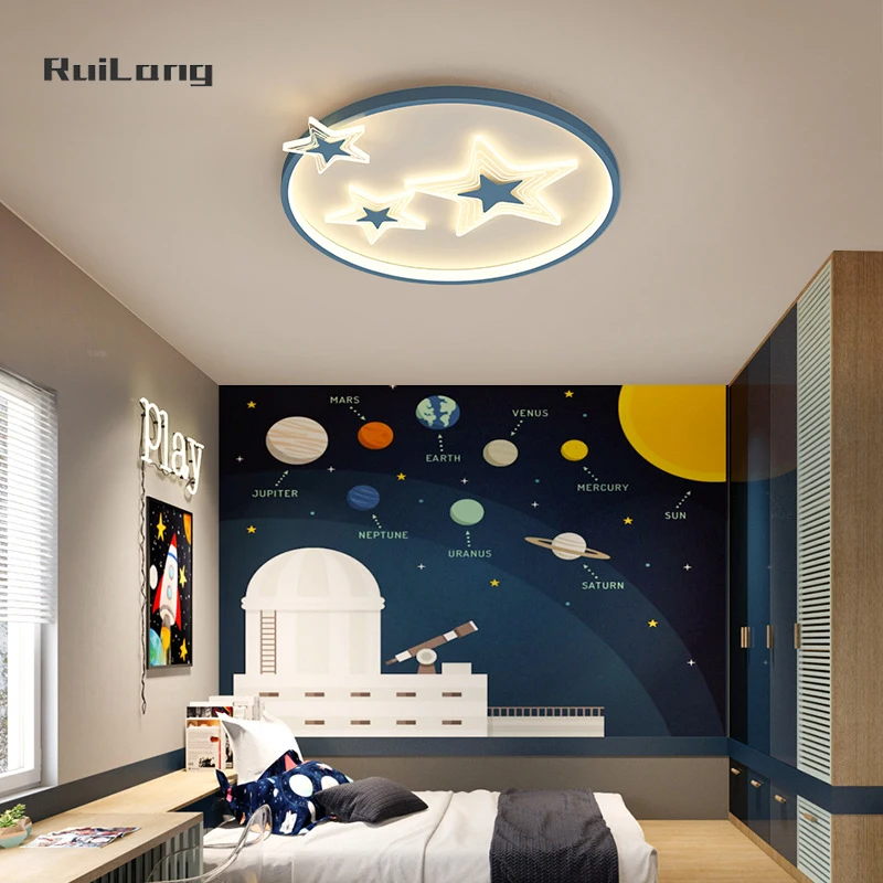 Estrelas LED Luzes de Teto para Decoração do Quarto Infantil, Lâmpada do Teto do Quarto, Regulável Dos Desenhos Animados, Lustre, Iluminação do Quarto Infantil