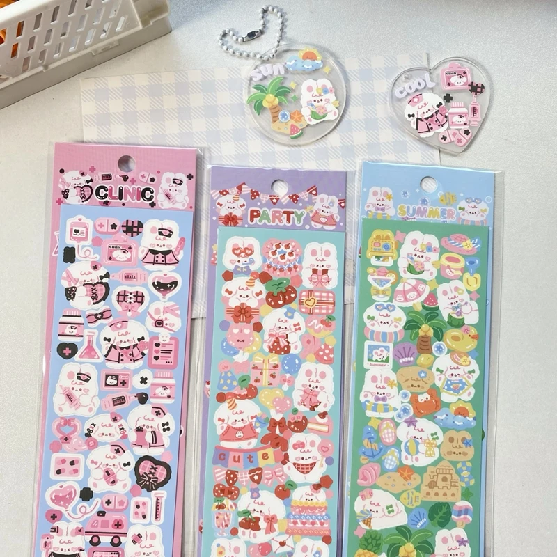 5pcs Kawaii Dog Rabbit Animals Sticker Scrapbooking DIY Album Material Decoration Sticker Personalized Cute Korean Stationery