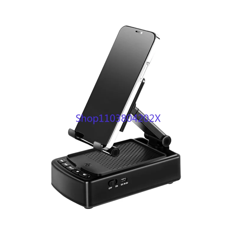 Desktop black plastic mobile phone holder cell phone stand with wireless bluetooth speaker