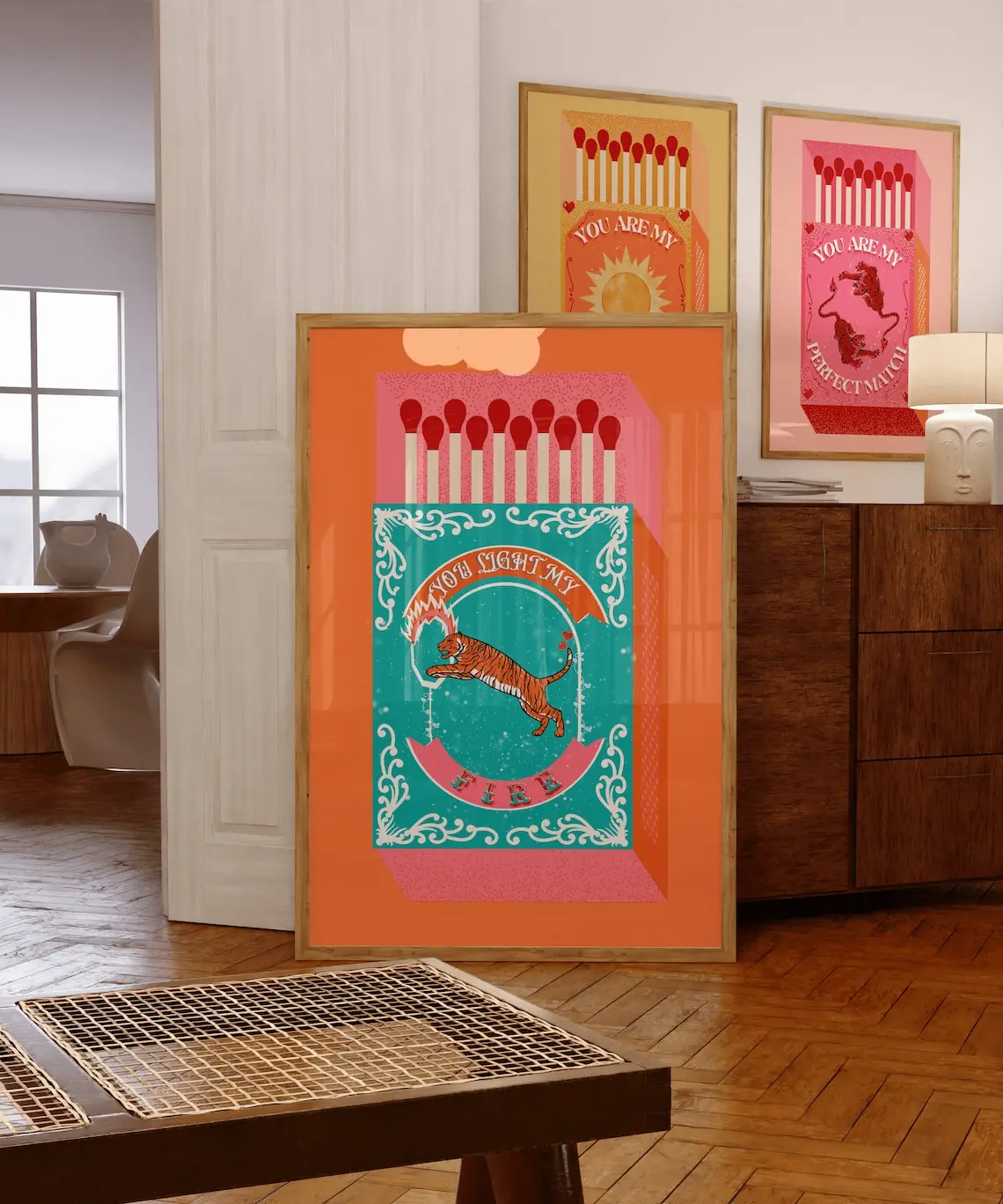 You Light My Fire Orange Matchbox  Wall Art Prints Canvas Painting Poster Picture For Living Kitchen Room Home Decor
