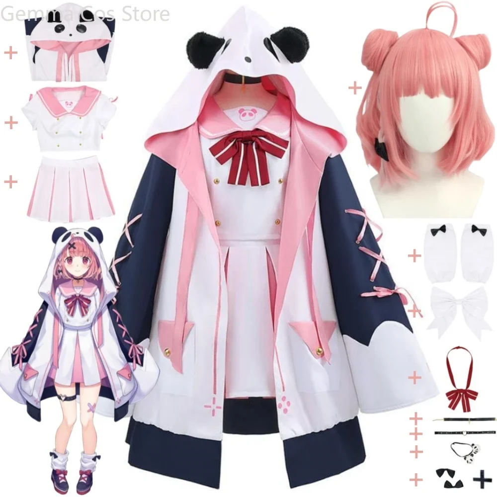 Youtuber Vtuber Sasaki Saku Sasa Nijisanji Gamers Cosplay Costume Wig Anime Panda School Jk Uniform Halloween Role Play Suit