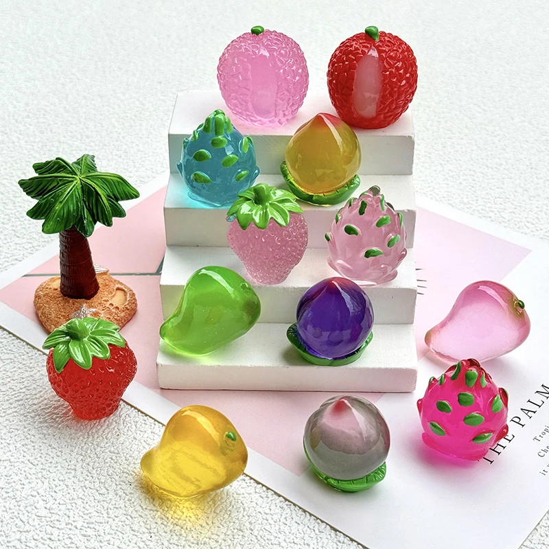 Colorful Cartoon Three-dimensional Fruit Micro Landscape Ornaments Miniature Statue DIY Home Decoration Accessories Gifts