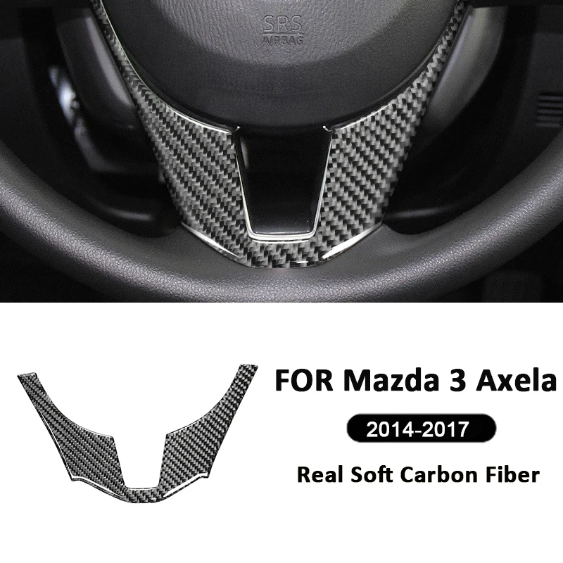 

Carbon Fiber Car Interior Steering Wheel Trim Frame Decoration Sticker For Mazda 3 Axela 2014 2015 2016 2017 Auto Accessories