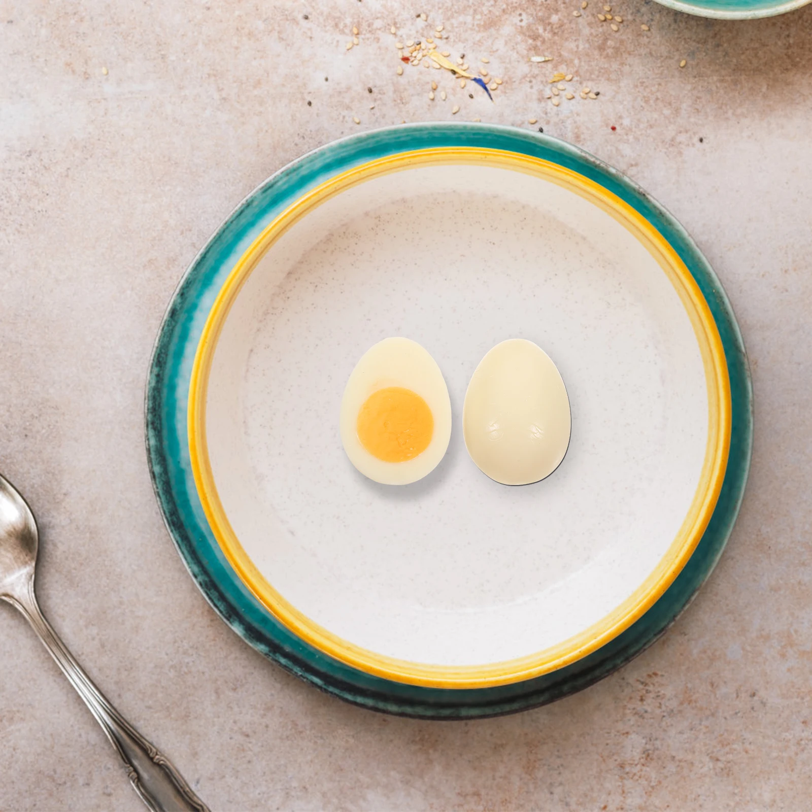 

4 Pcs Imitation Eggs Fake Boiled Faux Prop Artificial Food Models Lifelike Pvc Props