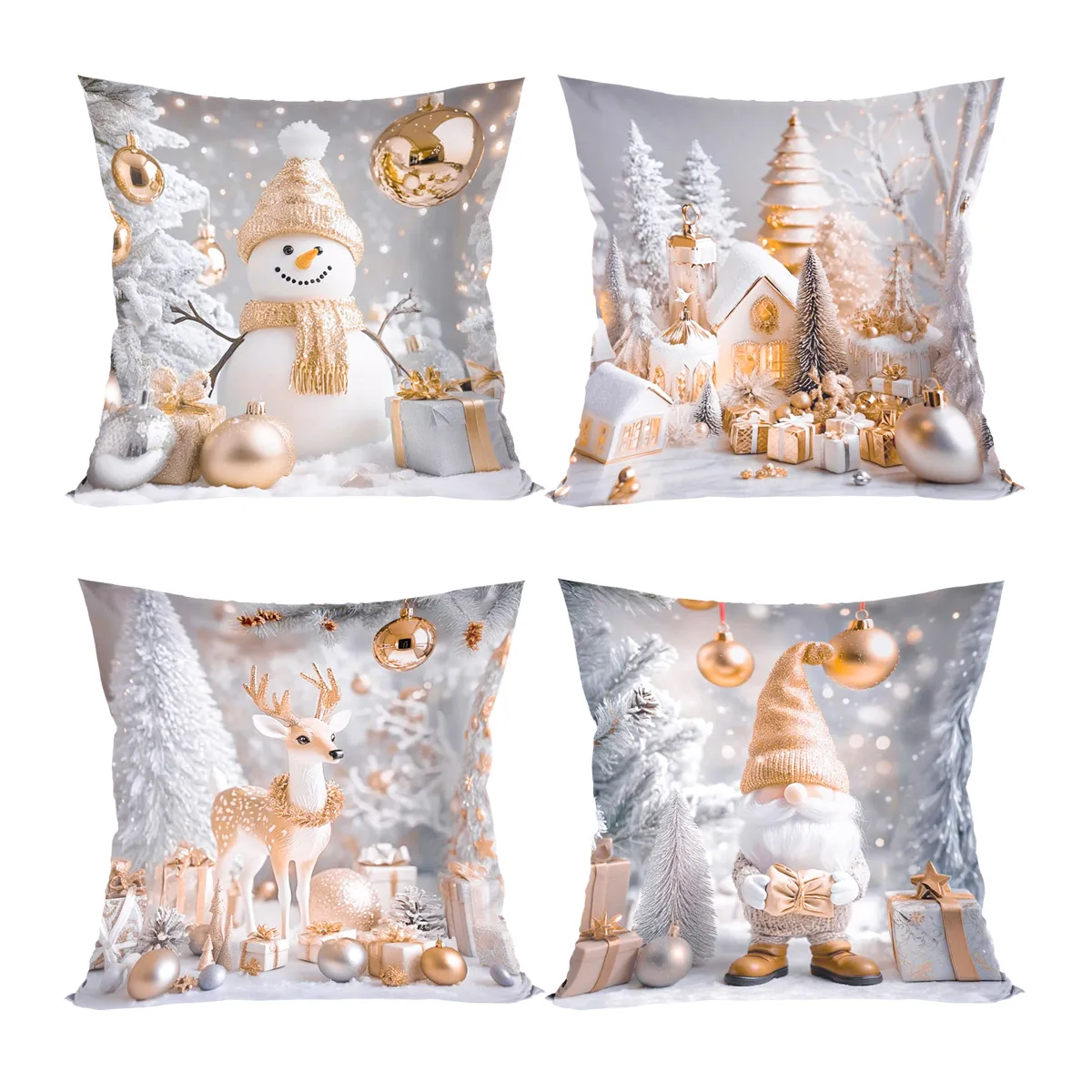 4pcs Merry Christmas Cushion Cover Home Decorations 2025 Christmas Ornament Pillow Case Xmas Navidad Gifts New Year Gifts 2026