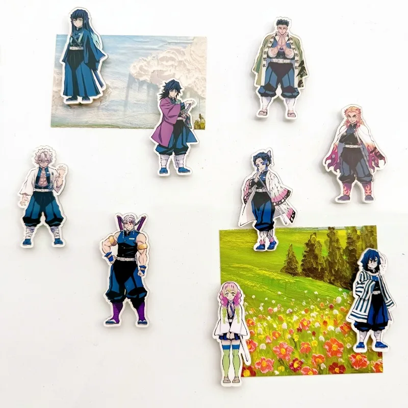 Cartoon Anime Demon Slayer Refrigerator Sticker Cute Nezuko Tanjirou Acrylic Decorative Magnetic Sticker Student Mysterious Gift