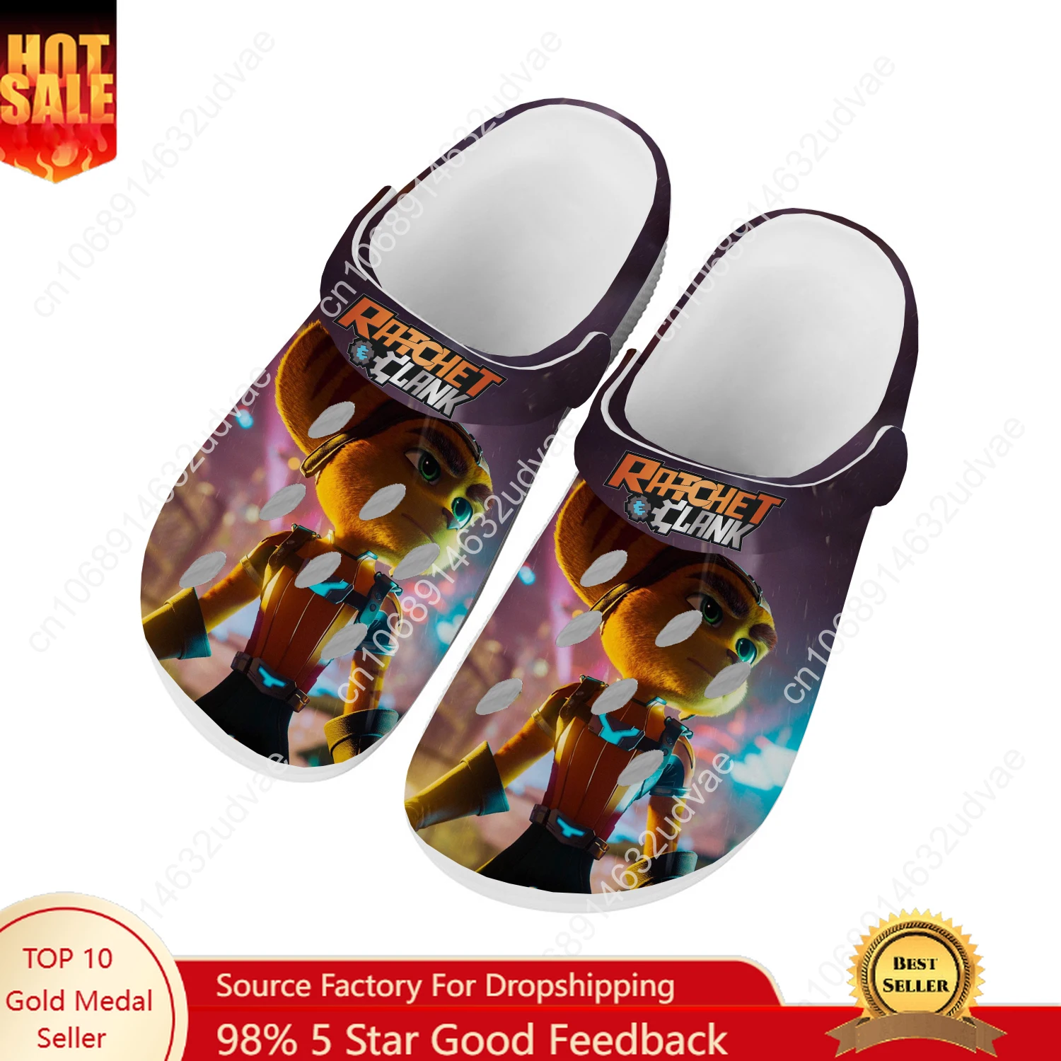 

Ratchet & Clank Rift Apart Water Shoes Men Women High Quality Home Garden Clogs Customizd Sandals Beach Breathable Hole Slippers