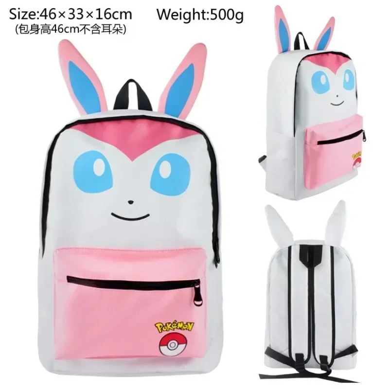 Anime Pokemon Pikachu With Ears Backpack Kids Cartoon Backpack Storage Bags Nylon School Bag Rucksack Student Bag Gifts