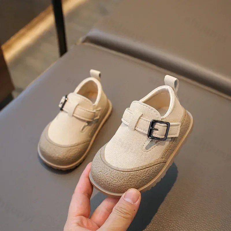 2025 New Boys Girls Casual Shoes Children Fashion Buckle Round-toe Britain Style Loafers Kids Unisex Shoes Baby First Walkers