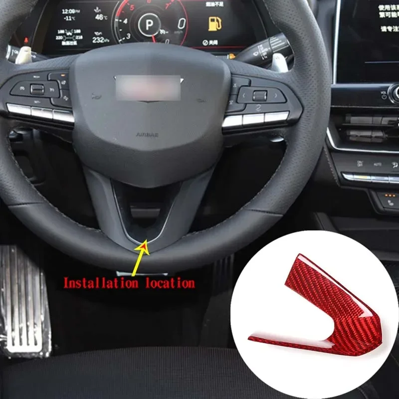 For Cadillac CT5 real carbon fiber car steering wheel U-shaped frame decorative cover sticker interior decoration accessories