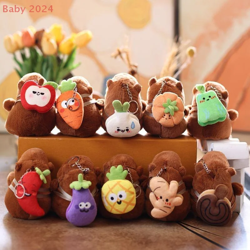 Fruit Capybara pluche sleutelhanger cartoon knuffeldier pop sleutelhanger tas hanger rugzak hangend cadeau