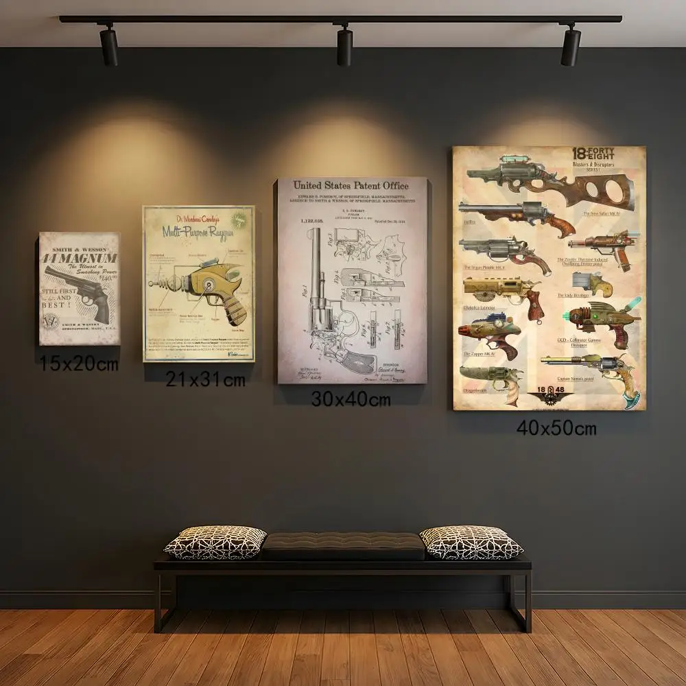 Retro Weapon Gun Poster Premium PP Wall Decal - Peel & Stick