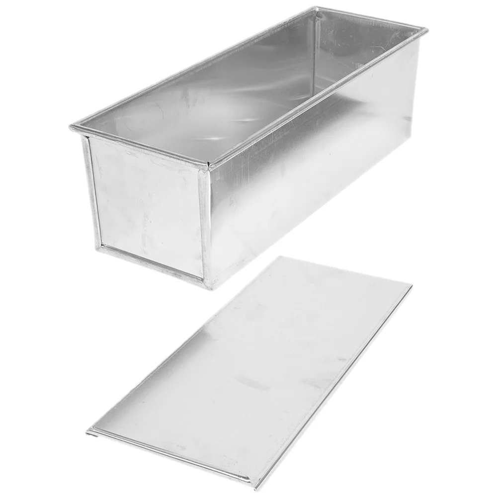 

Loaf Pans for Baking Bread Toast Box Aluminum Tray with Lid Mold Silver Alloy Metal