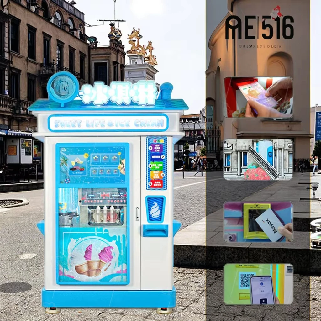 Self Service Ice Cream Vending Machine Low Noise Energy Saving Compressor Raw Material Reminder Convenience Store Vending Unit