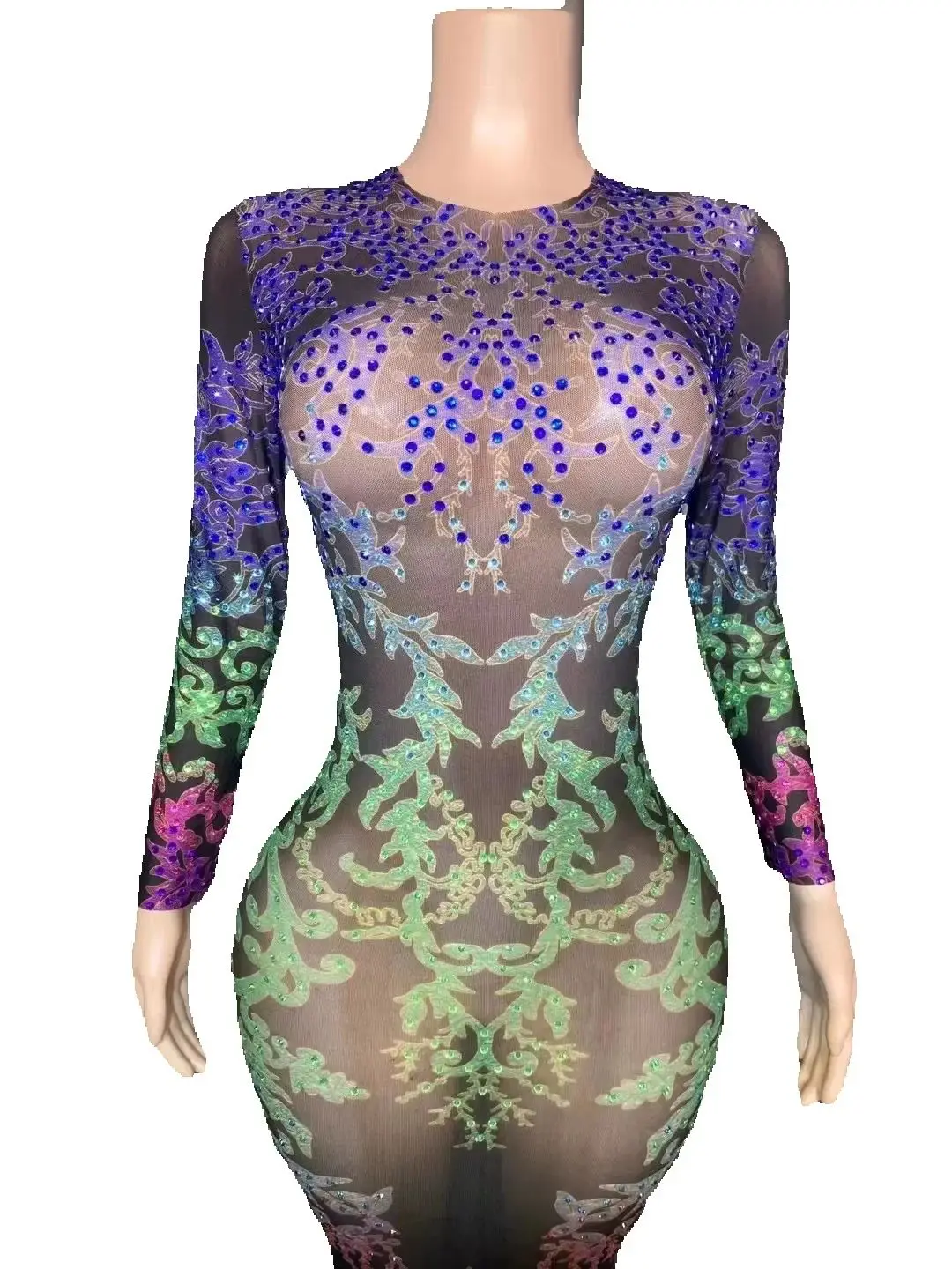 ZD Abito da festa per celebrità aderente lungo fino al pavimento con paillettes completo Personalizza il fianchi lungo aderente sexy scollato da donna