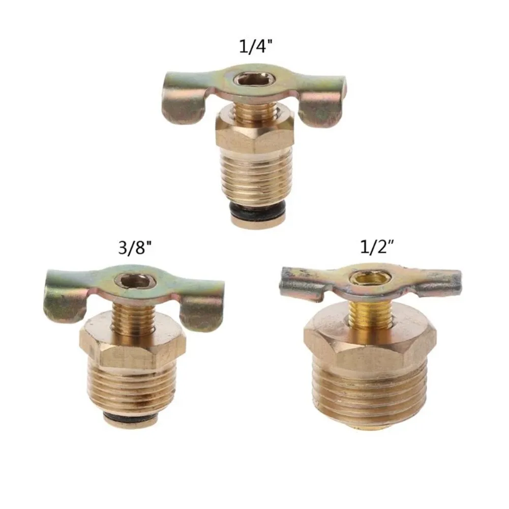 Brass Compression Air Tank Drain Valve with Standard NPT Threads 1/4 3/8 1/2 for Piston Compressor Applications