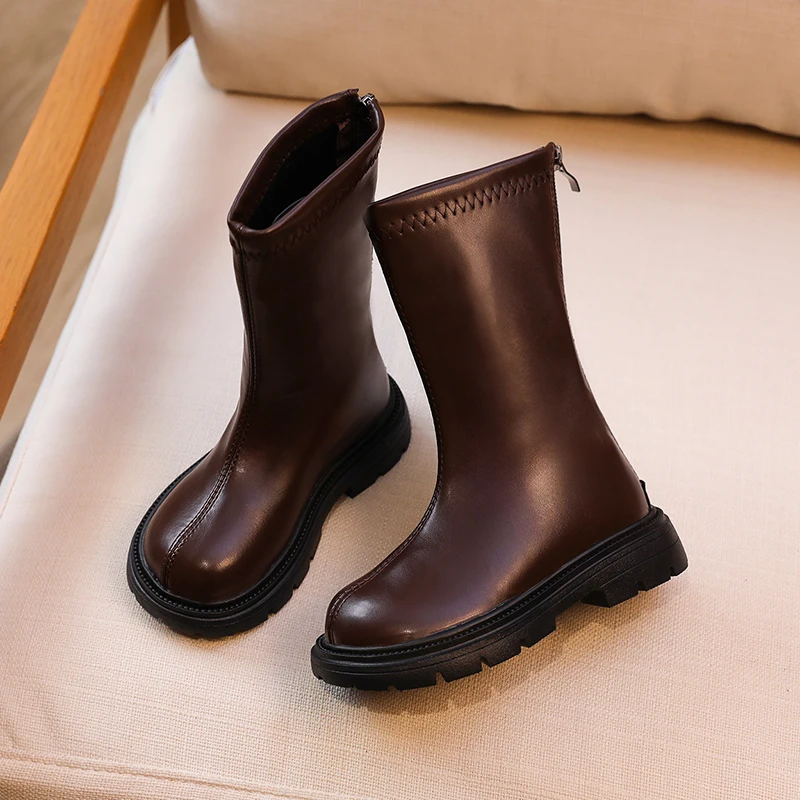 Girls' Long Tube Boots 2025 Autumn/Winter New Korean Fashion Knight Plush Princess Botas Warm Two Cotton High Tube Boot