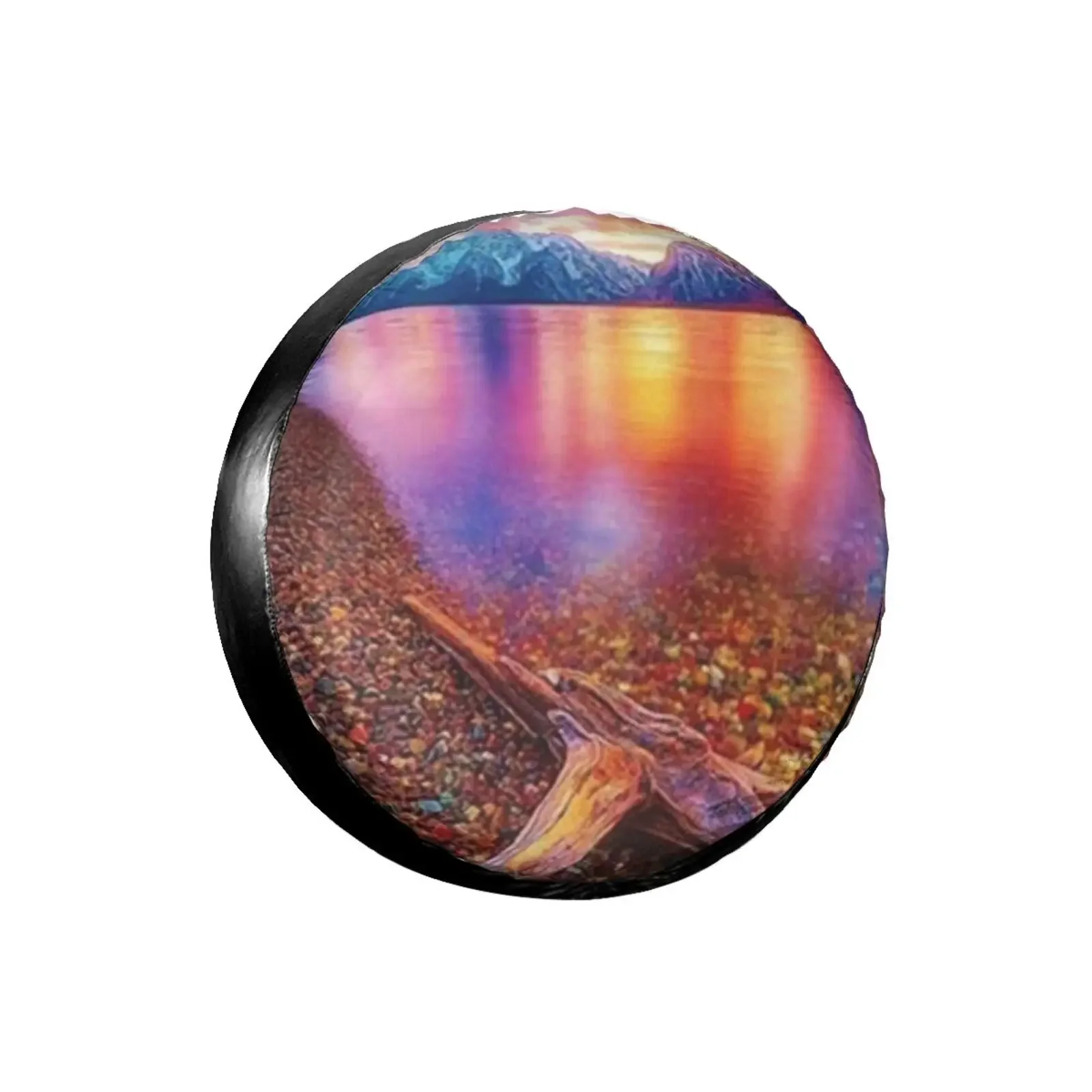 

3D Seaside Landscape Spare Tire Cover Waterproof Dustproof Sun Wheel Tire Cover For , Trailer, SUV Vehicle Anime Tire Cover