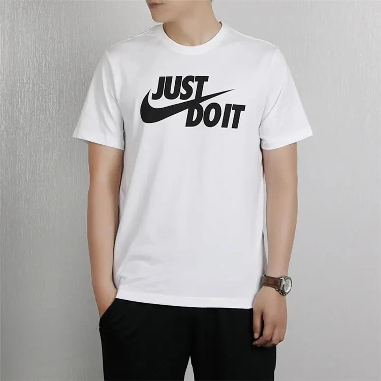 nike-sportswear-just-do-it-logo-printed-round-neck-american-retro-short-sleeved-t-shirt-men's-white-ar5007-100