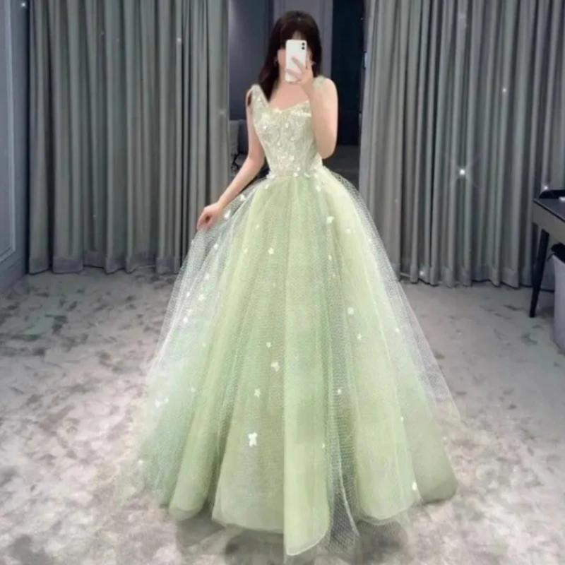 Y&M Novias New Green Quinceanera Dresses Party Prom Ball Gown Classic Lace Embroidery Bead Vintage Plus Szie