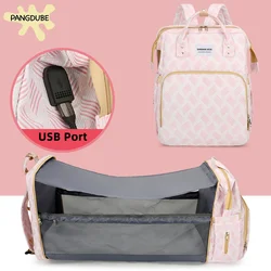 PANGDUBE 30*20*40cm Baby Diaper Bag with Stroller Hooks Portable Baby Crib Diaper Changing Pad Baby Carrier Bag for Mom Backpack