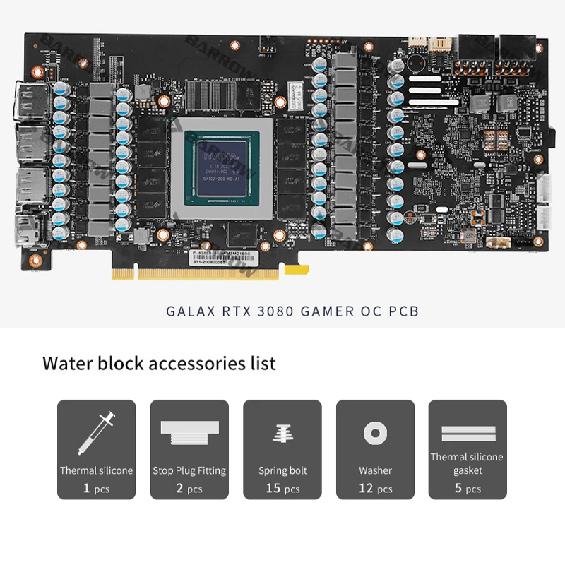 

Barrow Custom Block For GALAX GeForce RTX 3090/3080 Boomstar/GAMER OC Graphics Card Copper Water Cooling Radiator,BS-GAG3090-PA2