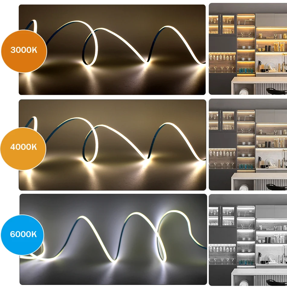 

DC12V 24V 3mm 5mm 8mm PCB COB LED stirp 384LEDs/m Ultra Thin Tape light white warm white Linear Lighting High Density Lamp light