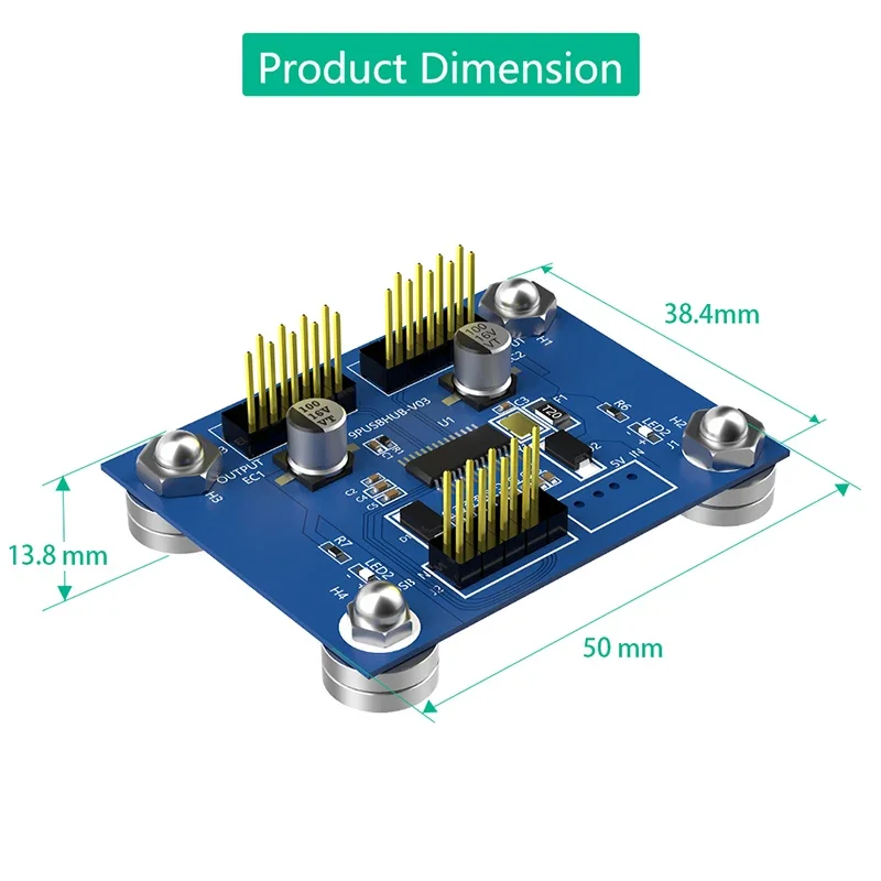 NEW USB2.0 9 Pin to Dual 9Pin Splitter Motherboard 9Pin 1 to 2 Header 4Port USB 2.0 Hub with Power LED Magnetic Base For Desktop