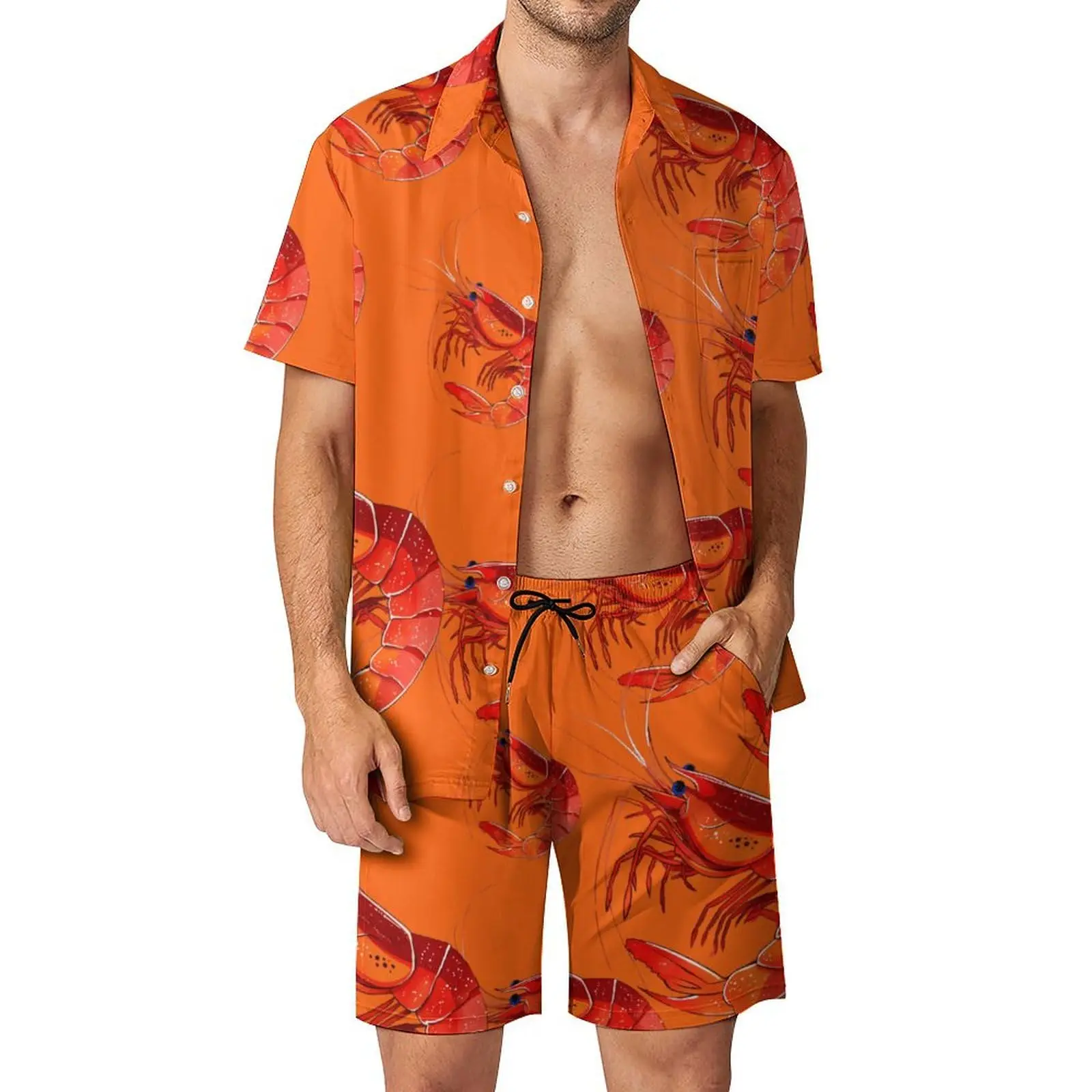

Hawaiian Coconut Print men's shirt, shorts, Casual Vacation two-piece Shirt set, short-sleeved Button And Shorts Set