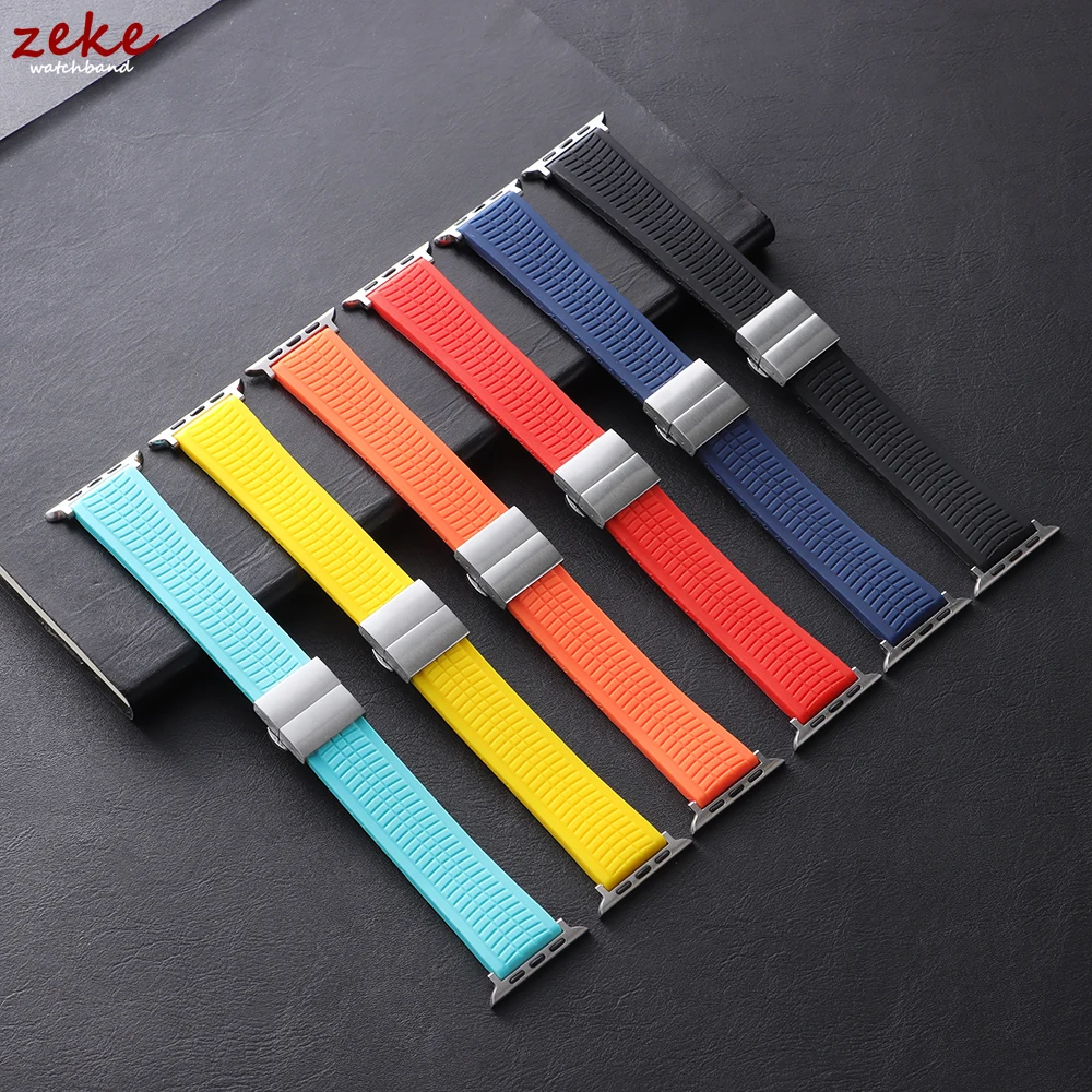 Luxuriöses Gummiband für Apple Watch 46 mm, 45 mm, 44 mm, 42 mm, Sportarmband für Iwatch Ultra 2 1, 49 mm, Serie 10, 9, 8, 7 Se 6 5 Se-Armband