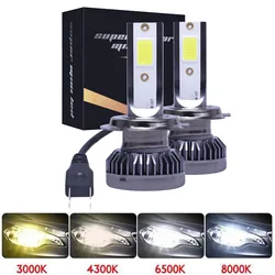 Ampoule de voiture pour sauna, super mini taille H4 H7 LED 9005 HB3 9006 HB4 H11 H1, 80W 12000LM 6000K 12V mini1