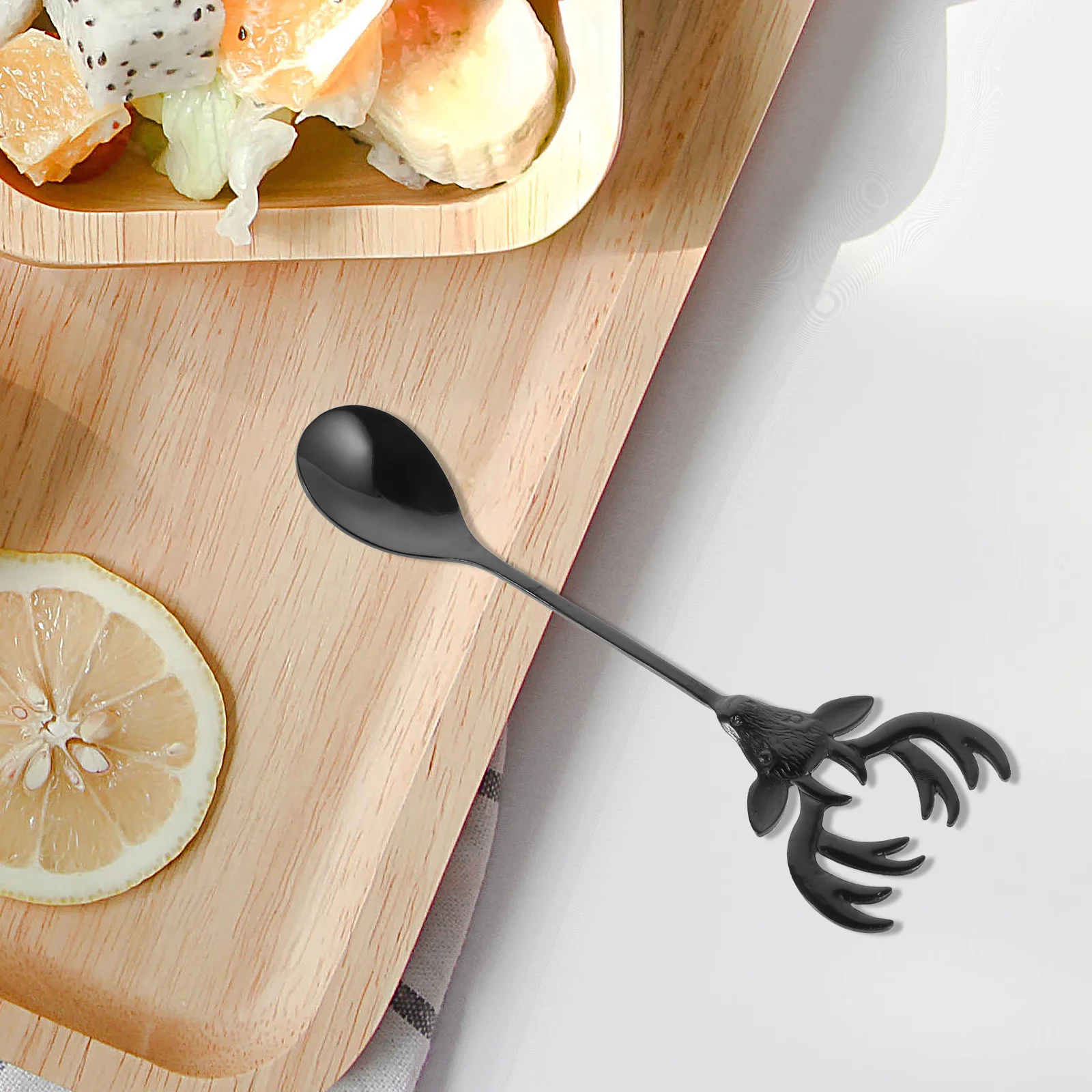 

5 шт., креативные кофейные ложки из нержавеющей стали с ручкой в виде оленя, рождественский праздник, чай, десерт, набор ложек для перемешивания мороженого