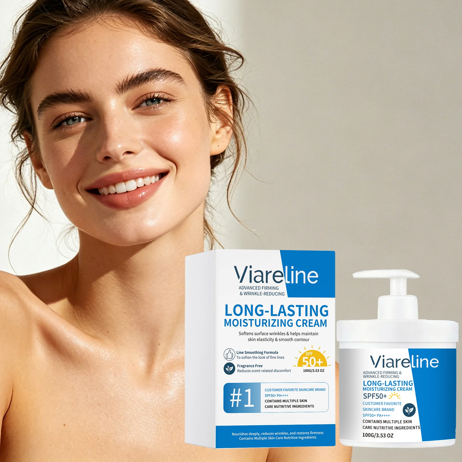 Face Moisturizer Spf - Viareline SPF50+ Nemlendirici Yüz Kremi Sıkılaştırıcı