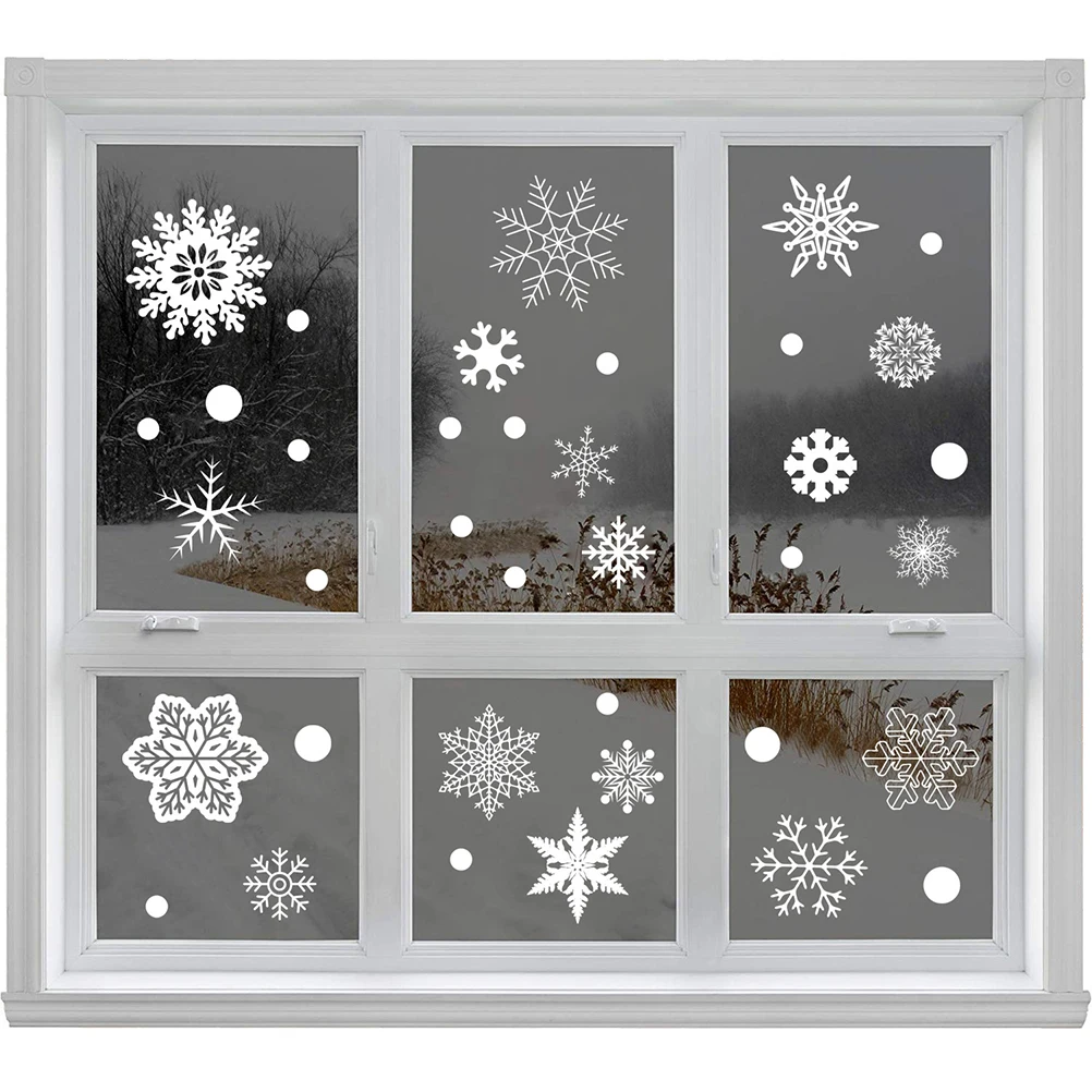 Christmas Window Film Glass Sticker, Static Static Decal, Material translúcido, Glitter Snowflake, Clings, PVC, 37pcs