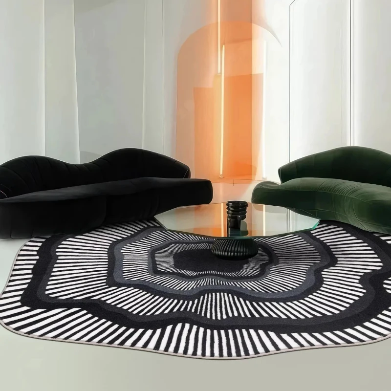 Modern Luxury Irregular Shape Blue Stripe Living Room Carpet Decoration Home Fashion Bedroom Fluffy Rug Lounge Sofa Soft Mats