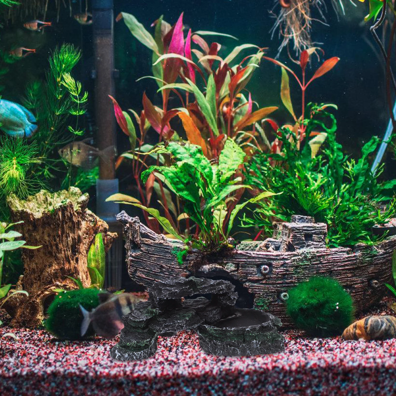 

Turtle Basking Platform Resin Rockery Ornaments High Realism Multifunctional Design for Aquatic Turtles Sunbathing and Climbing