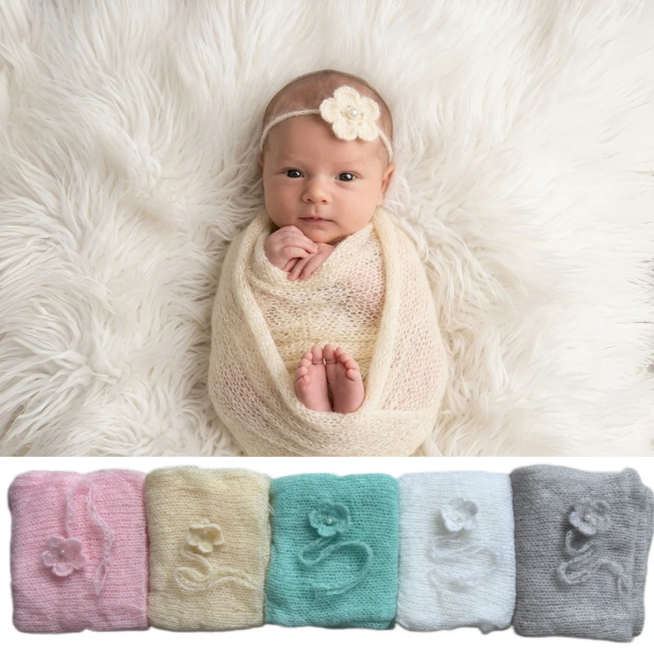 Baby Wrap Stretchy - Rekwizyty do fotografii noworodkowej: Zestaw z