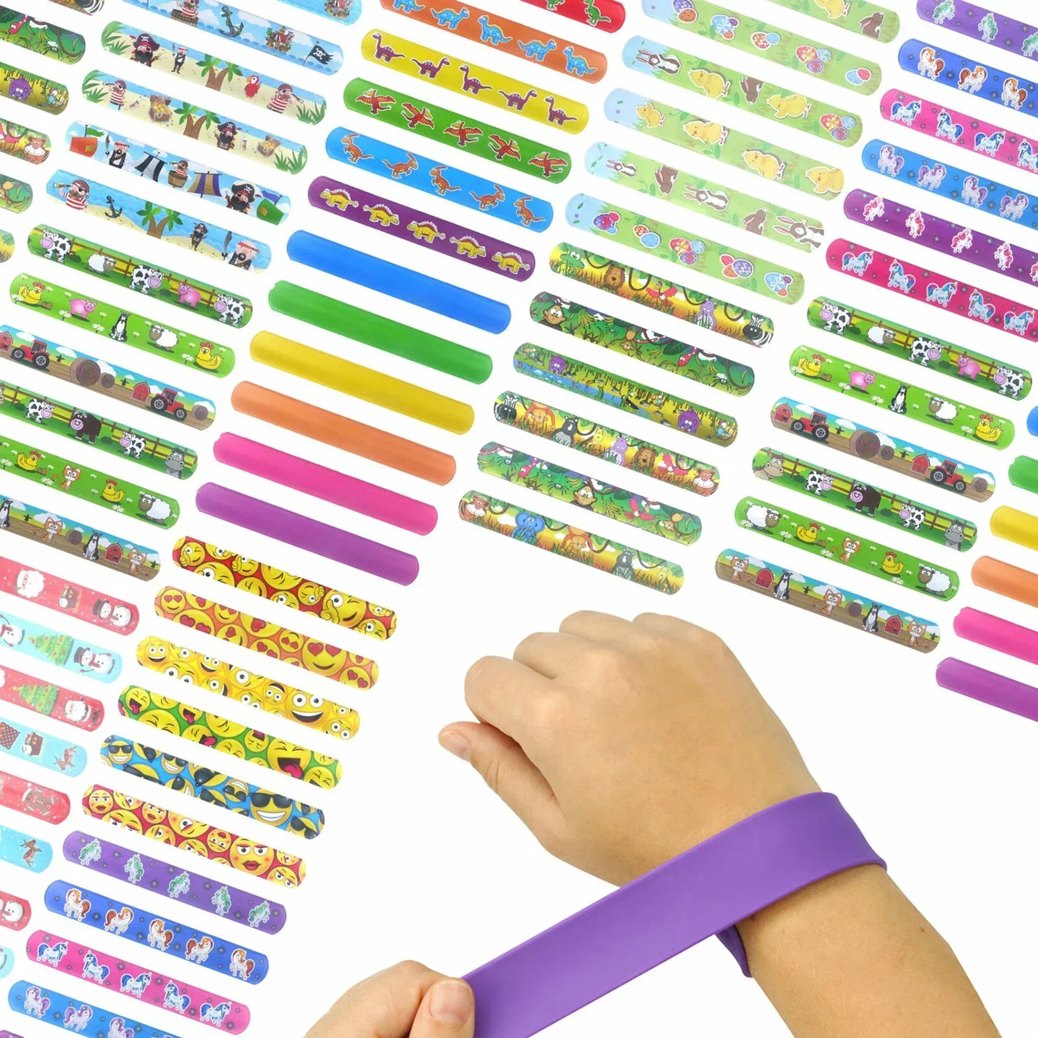 10 Pcs Snap Bracelets - Pinata Toy Loot/Party Bag Fillers Kids Pocket Slap Band Gift For Boys Girls Birthday Party Favors