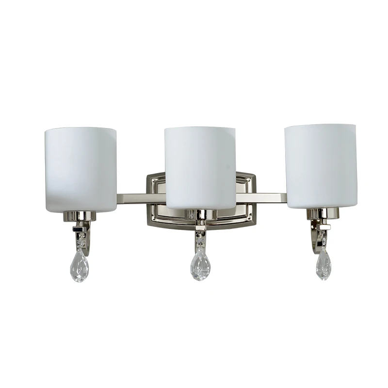 

Silver Iron and White Glass Lampshade Wall Lamp with Crystal Modern Light Emitting Diode Wall Lamp