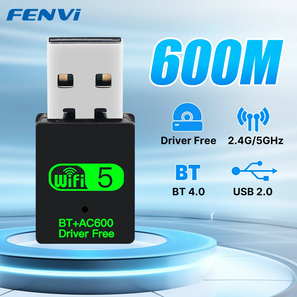 

Fenvi USB WiFi Bluetooth Adapter 600Mbps 2.4G 5GHz Wi-Fi Antenna Dual Band 802.11ac Mini Wireless Computer Network Card Receiver