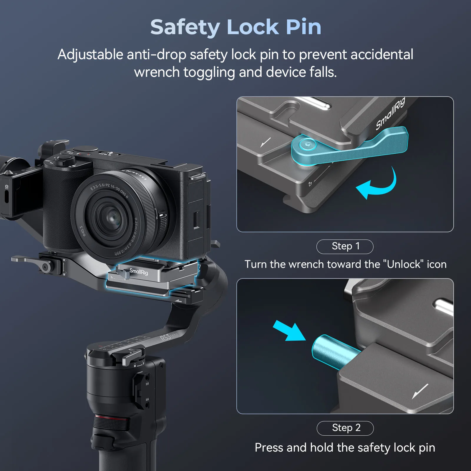 SmallRig HawkLock H38 Arca-Swiss Quick Release Plate for DJI RS 4/RS 4 Pro/RS3/RS 3 Pro/RS 3 Mini/RS 2/RSC 2 Stabilizers -4639