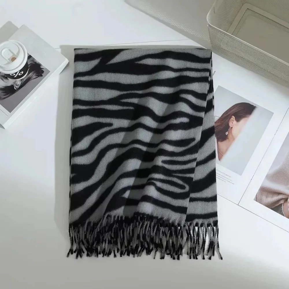 

Fashion Autumn Winter Imitation Cashmere Scarf Thickened Warmth Tassel Neck Warmer Cold-proof Shoulder Wrap Women's Shawl