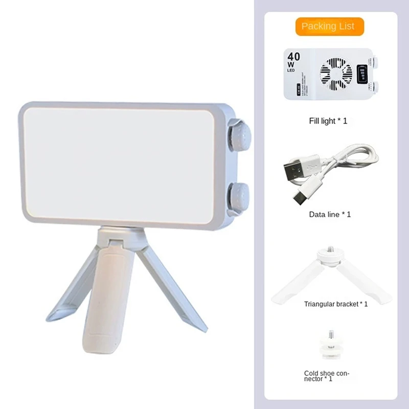 

Портативная светодиодная лампа 40 Вт для прямых трансляций, мягкий свет, трехцветная, с длительным временем работы от батареи, карманная лампа для селфи и фотосъемки